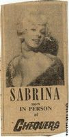 Sabrina's ad for Chequers in Sydney 1959