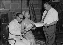 Sabrina on the set of "Make Mine a Million" with Arthur Askey