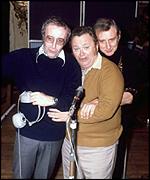 Sir Harry pictured with Peter Sellers (L) and Spike Milligan [R]