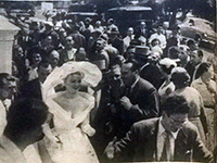 Sabrina (Norma Ann Sykes) and the crowd at Ascot races 1957
