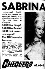 Sabrina at Chequers nightclub 1962