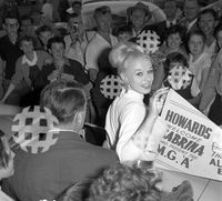 September 14, 1959. Brisbane, QLD. Sabrina arrives at Eagle Farm