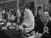 Sabrina judges the 1956 Miss Great Britain beauty competition