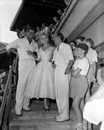 Sabrina with cricketers Australia, 18 Jan 1959